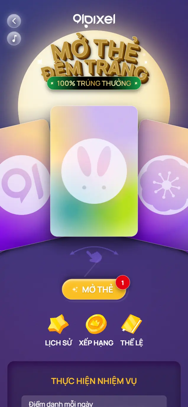 Giao diện chính của Card Unboxing Game